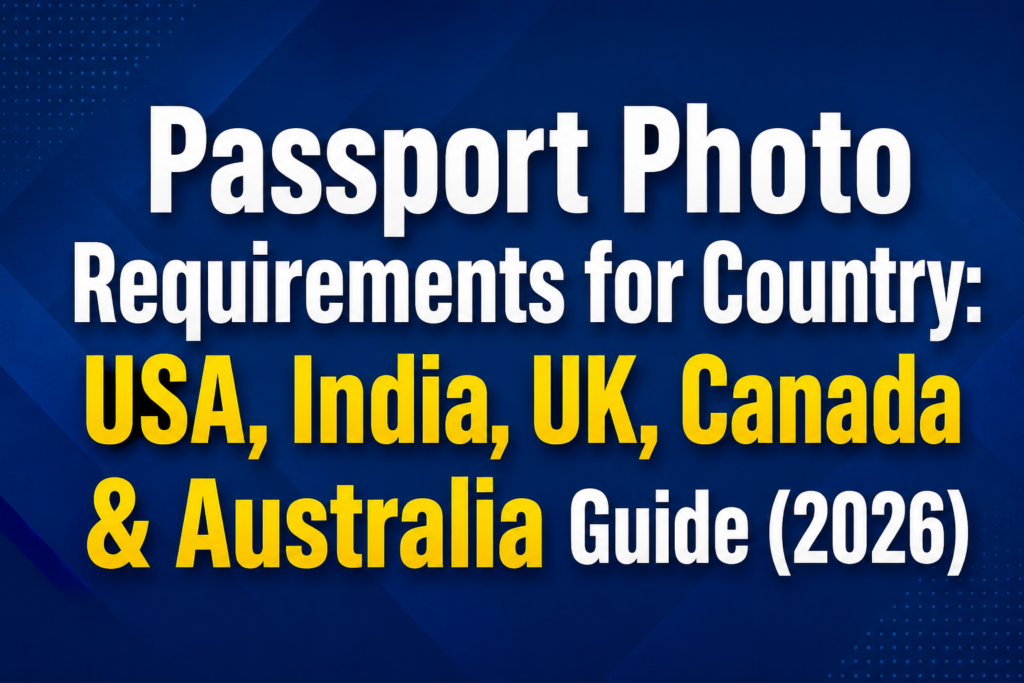 Passport Photo Requirements for Country: USA, India, UK, Canada & Australia Guide (2026) Passport Photo Requirements for Country: USA, India, UK, Canada & Australia Guide (2026)